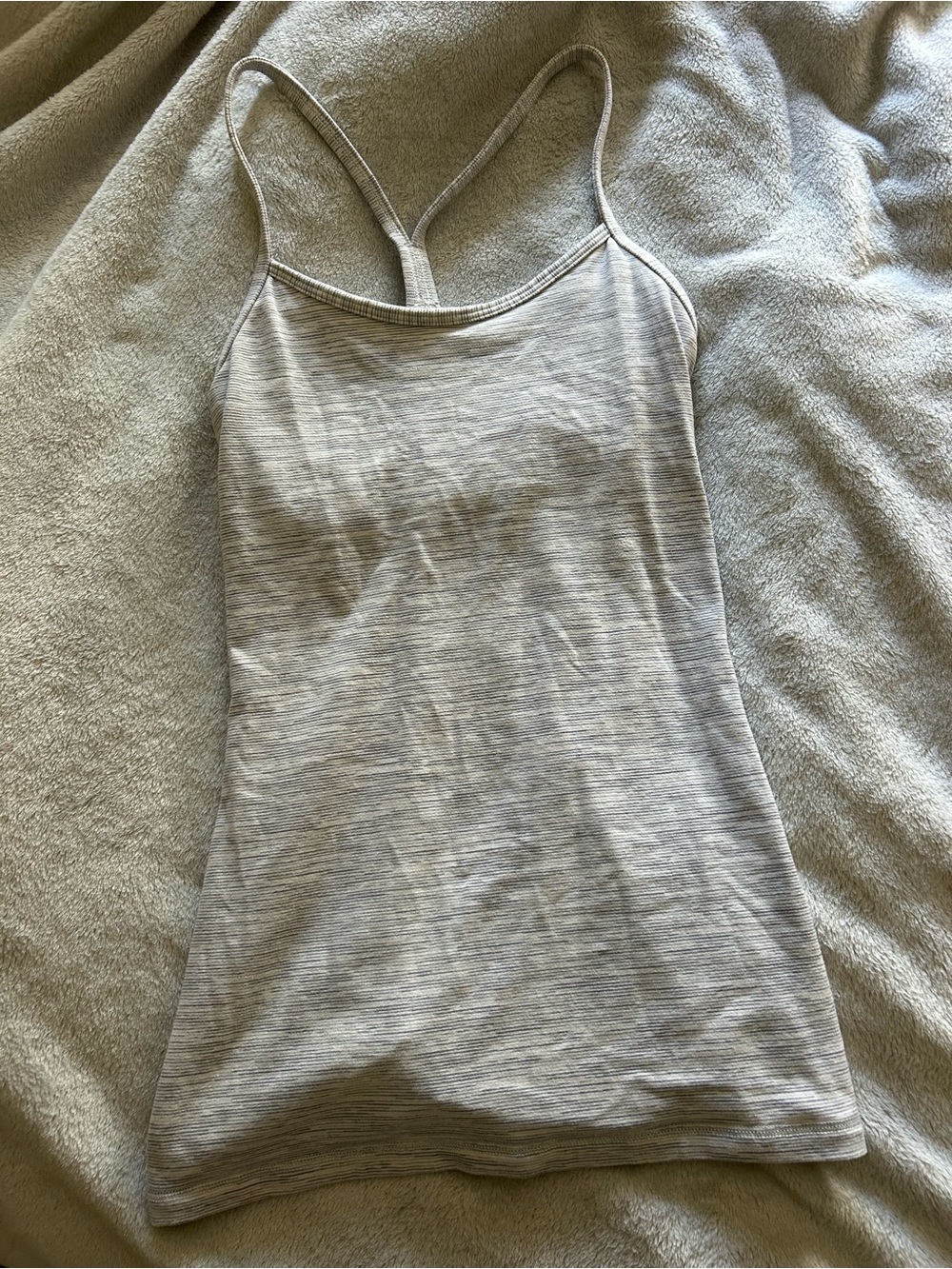 Lululemon White and grey striped tank